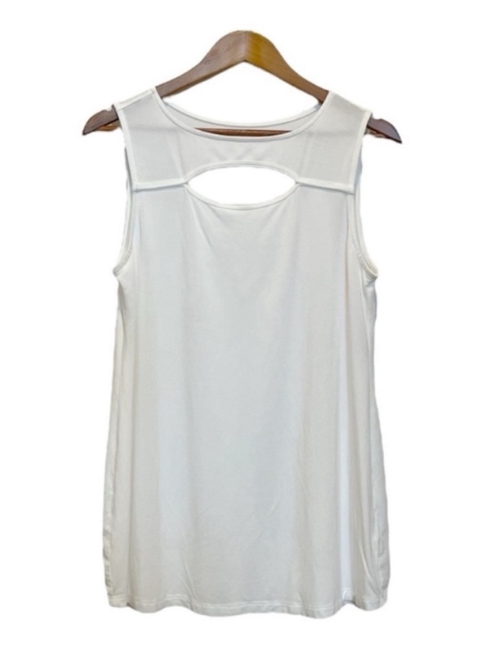 Soft Surroundings Women's Medium White Sleeveless Keyhole Tunic Top Shirt Modal